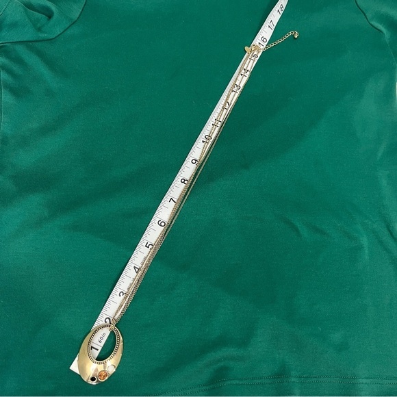 Lia Sophia Gold-tone Dual chain Design Necklace‎ Open Oval Pendant 31" - Picture 12 of 16